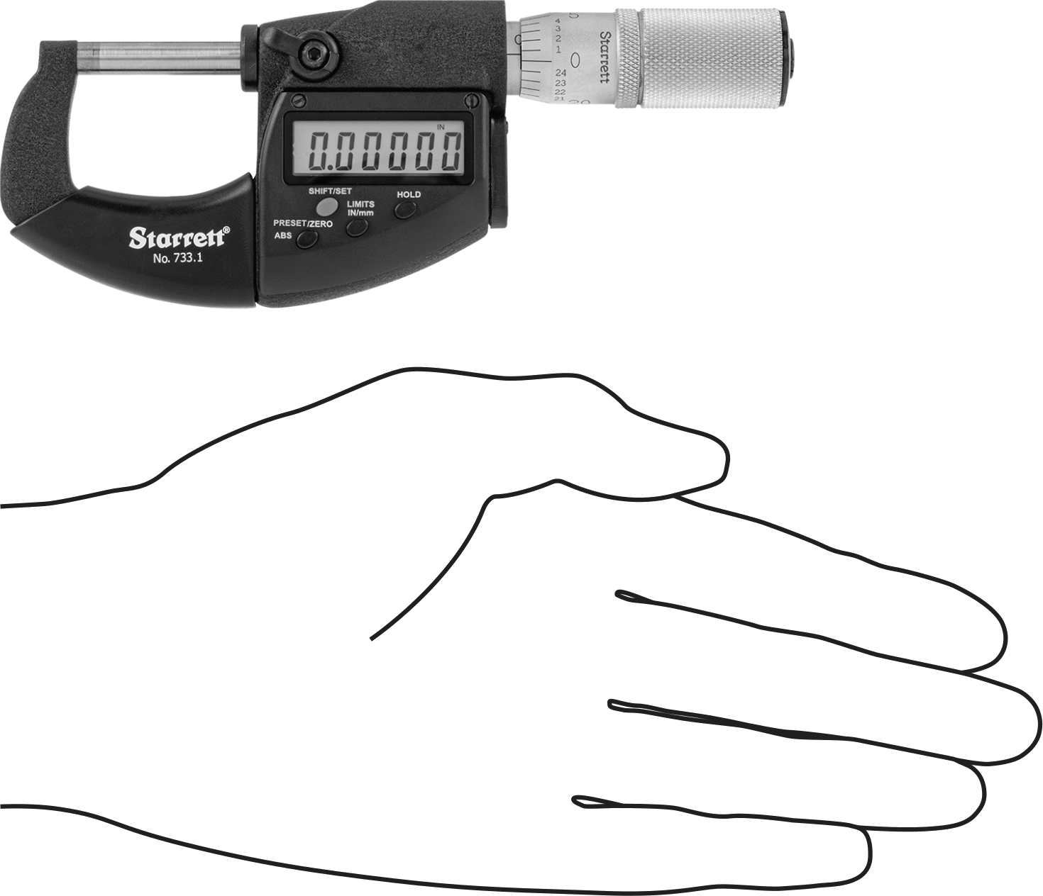 Elektronik Dış Mikrometre, Soğutucuya Dayanıklı, Starrett Model Numarası 733.1xfl-1