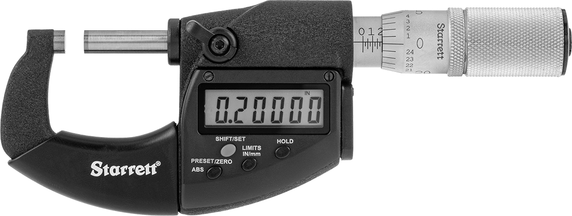 Elektronik Dış Mikrometre, Sertifikalı, Soğutucuya Dayanıklı, Starrett No. 733.1xfl-1