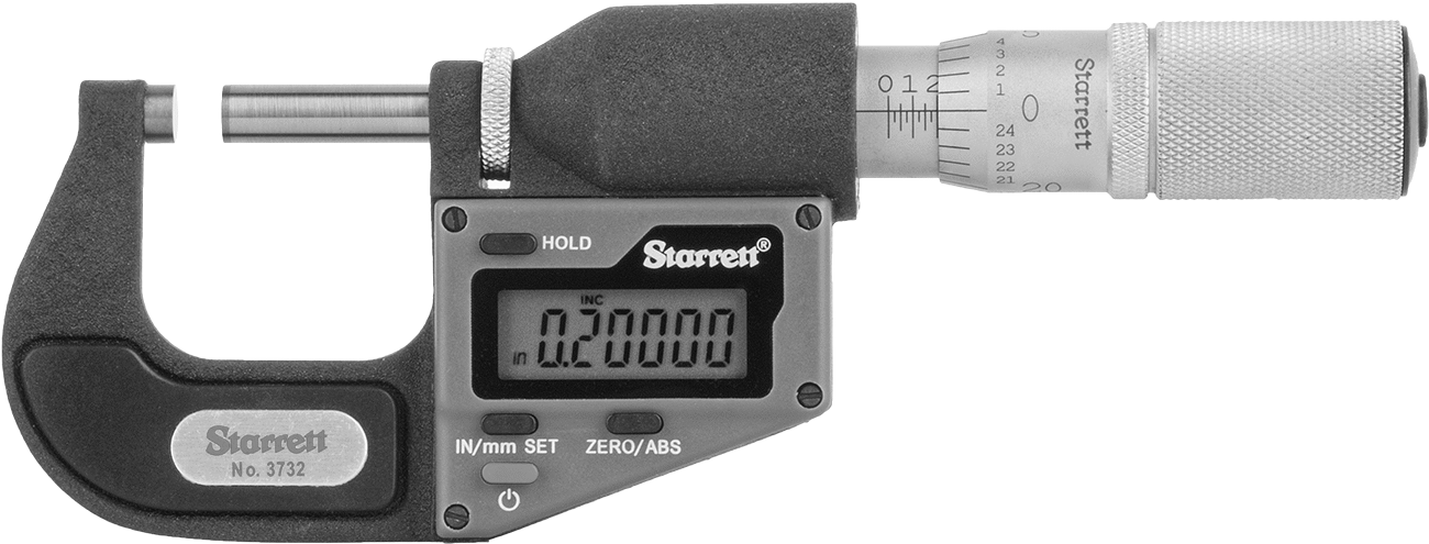 Elektronik Dış Mikrometre, Sertifikalı, Starrett 3732.1xfl-1, 0-1 inç ve 0-25 mm Aralık