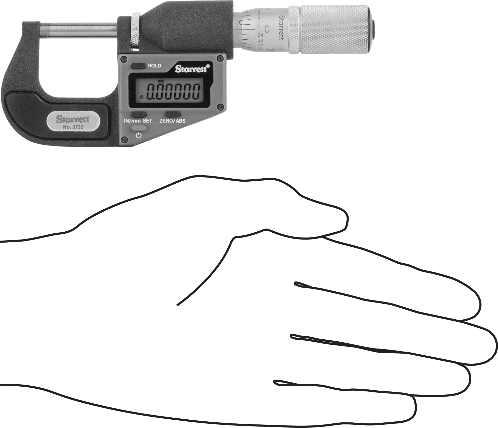 Elektronik Dış Mikrometre, Sertifikalı, Starrett 3732.1xfl-1, 0-1 inç ve 0-25 mm Aralık
