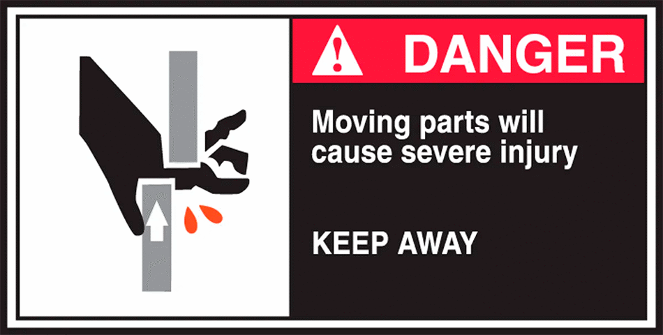 Konveyör Güvenlik Etiketleri, Yatay, (Tehlike - Hareketli Parçalar Ciddi Yaralanmalara Neden Olabilir...)