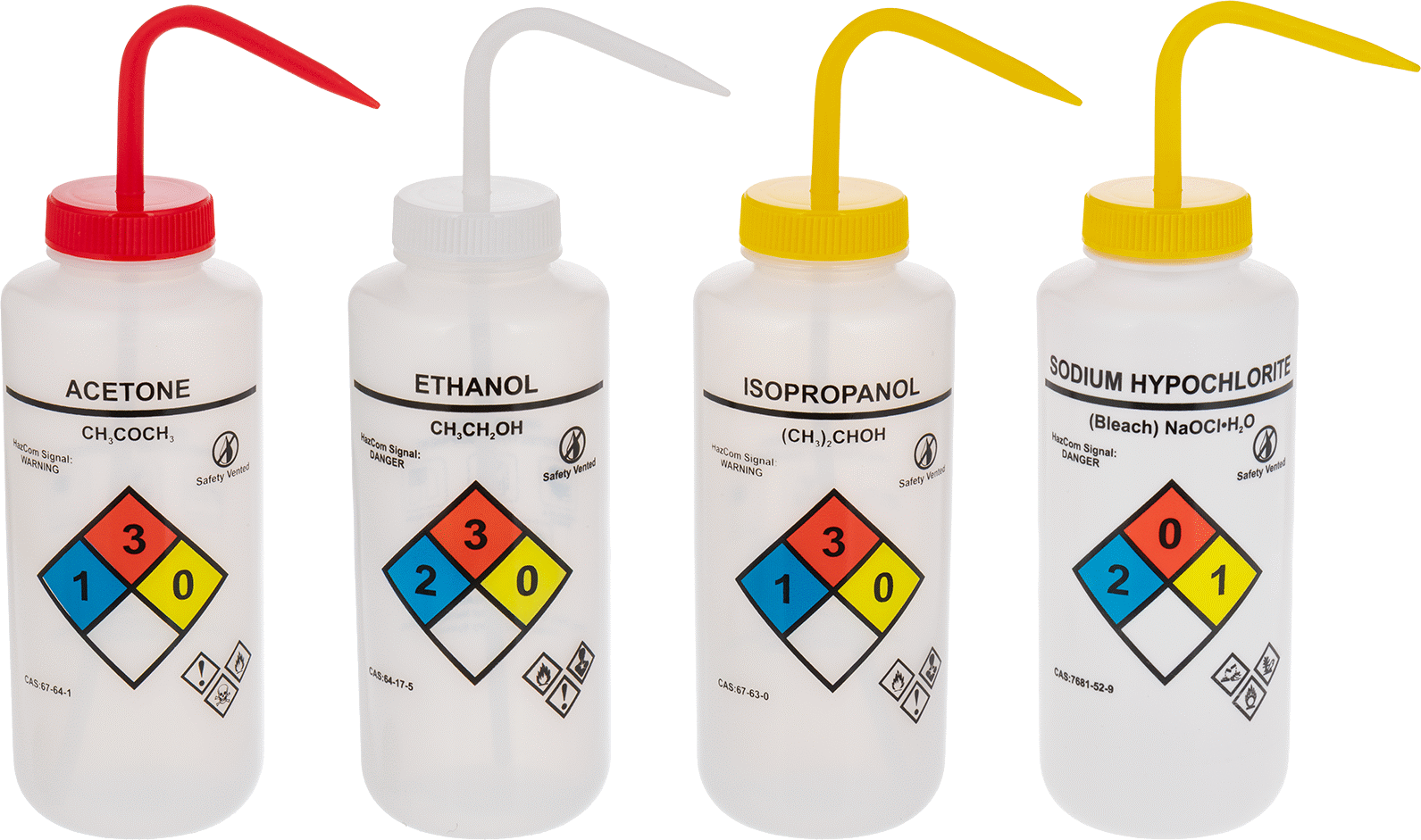 Açılı Nozul Çeşitleri ile Etiketli Sıkma Şişesi, NFPA Diamond, 32 FL. oz, 4 Şişe