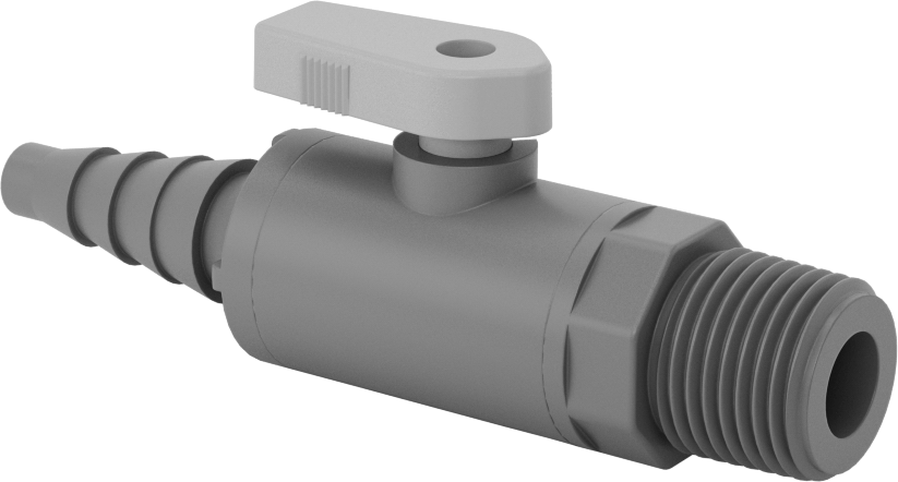 İçme Suyu için Plastik Açma/Kapama Vanası, 1/2 NPT Erkek x 3/8" için Dikenli, 1/2“ ve 5/8” boru iç çapı