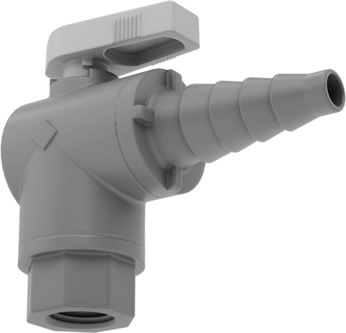 İçme Suyu için Plastik Açma/Kapama Vanası, Dirsek, 1/4 NPT Dişi x 3/8“- 5/8” Boru İç Çapı için Dikenli