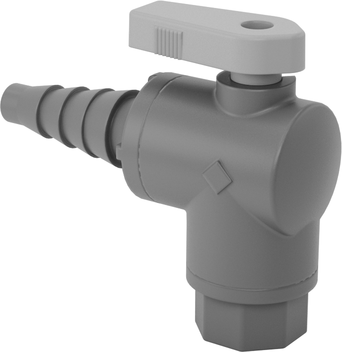 İçme Suyu için Plastik Açma/Kapama Vanası, Dirsek, 1/4 NPT Dişi x 3/8“- 5/8” Boru İç Çapı için Dikenli