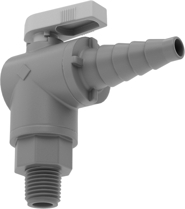 İçme Suyu için Plastik Açma/Kapama Vanası, Dirsek, 1/4 NPT Erkek x 3/8“- 5/8” Boru İç Çapı için Dikenli