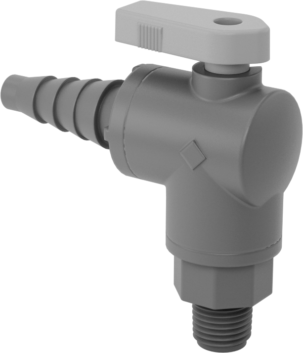 İçme Suyu için Plastik Açma/Kapama Vanası, Dirsek, 1/4 NPT Erkek x 3/8“- 5/8” Boru İç Çapı için Dikenli
