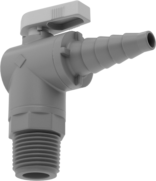 İçme Suyu için Plastik Açma/Kapama Vanası, Dirsek, 1/2 NPT Erkek x 3/8“- 5/8” Boru İç Çapı için Dikenli