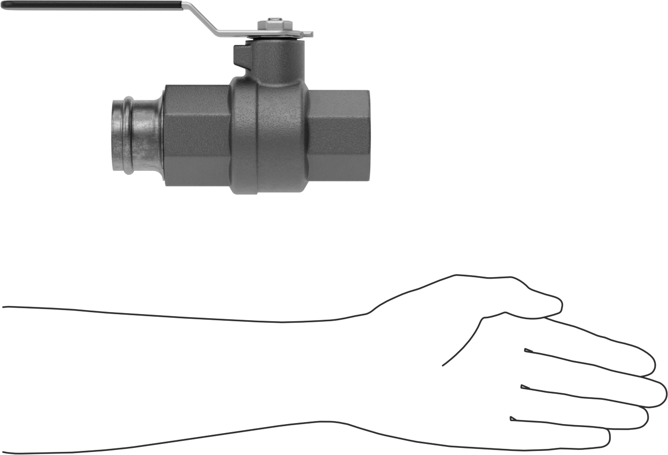 Pres Bağlantılı Bağlantı Parçalı Açma/Kapama Vanası, 1-1/2 Bakır Boru x 1-1/2 NPT Dişi için Adaptör