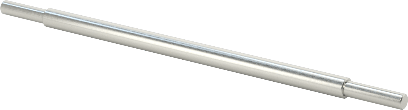 Aşağı Doğru Döner Mil, 3/4" Çaplı Aşağı Doğru Daralan Uçlar, 1045 Karbon Çelik, 1" Çap, 24 inç Uzunluk
