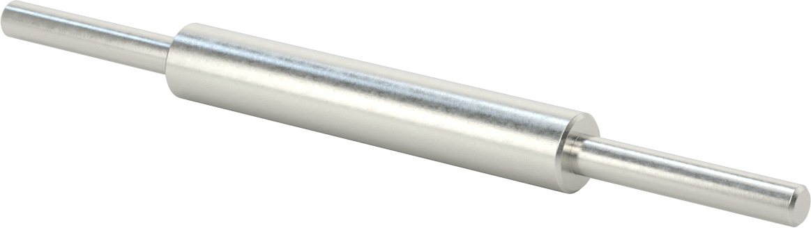 Aşağı Doğru Döner Mil, 1/2" Çaplı Aşağı Dönüşlü Uçlar, 1045 Karbon Çelik, 1" Çap, 12" Uzunluk