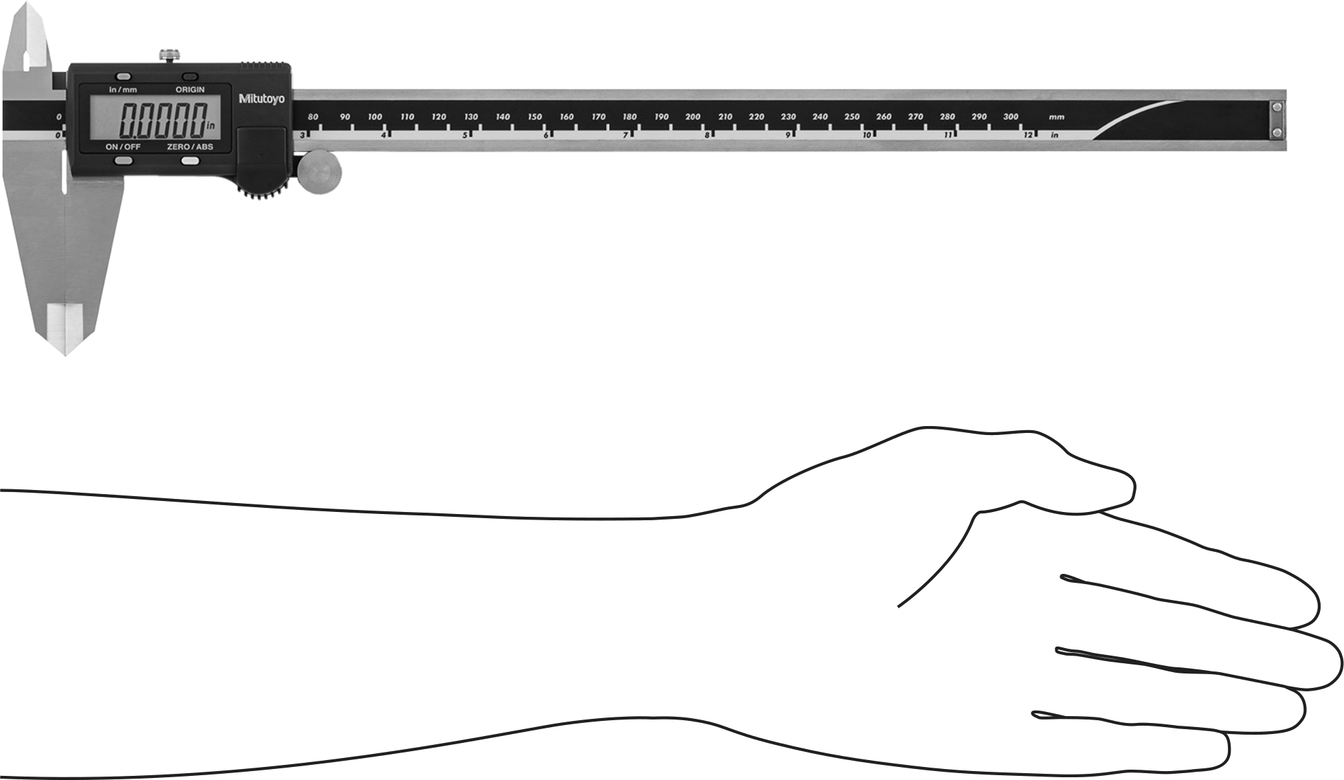 Mitutoyo Dijital Kaliper, NIST Sertifikalı, 16" Toplam Uzunluk, Model 500-193-30, Paslanmaz Çelik Çene