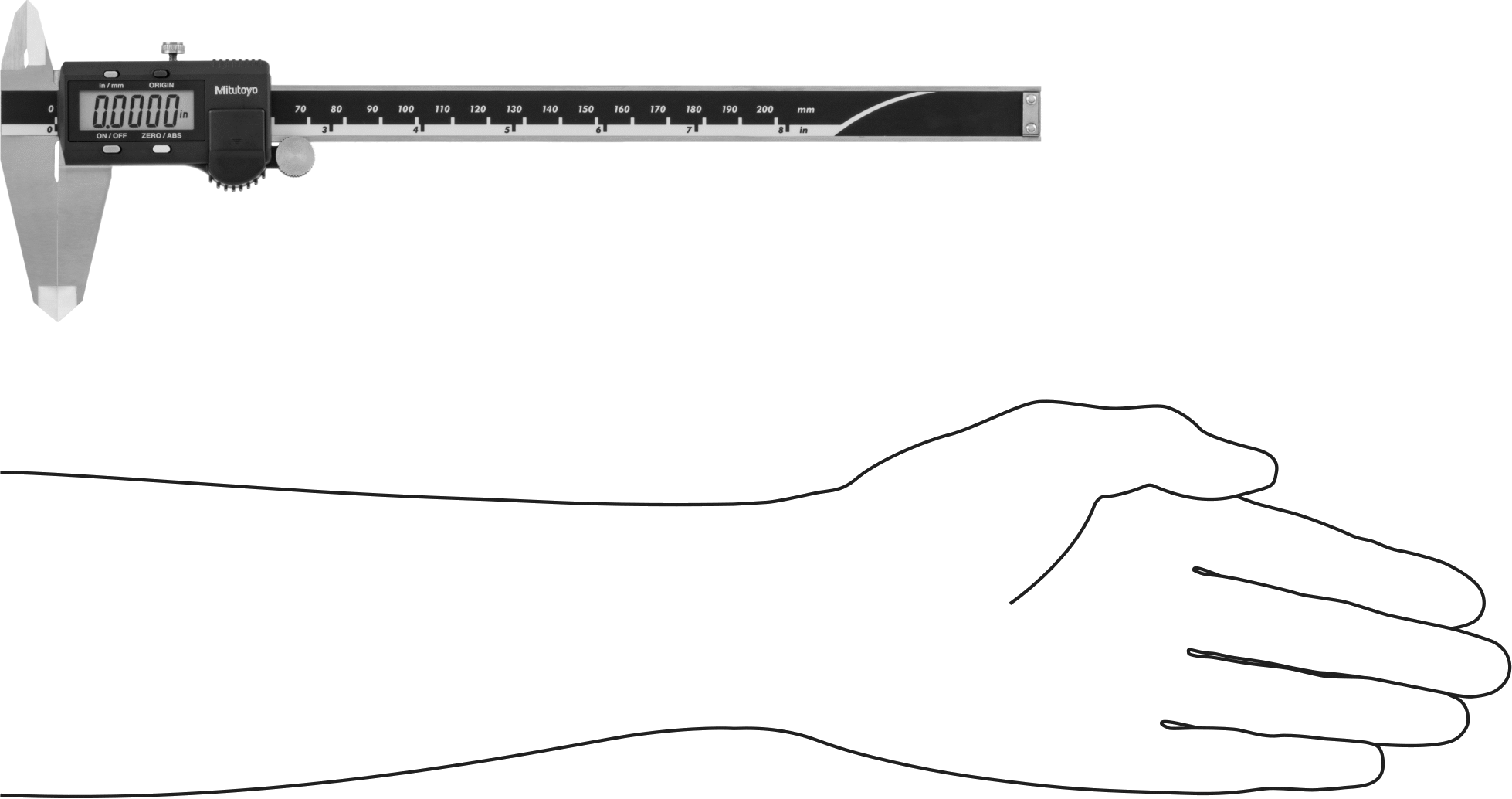 Mitutoyo Dijital Kaliper, NIST Sertifikalı, 11-1/2" Toplam Uzunluk, 500-197-32 Numaralı, Paslanmaz Çelik Çene