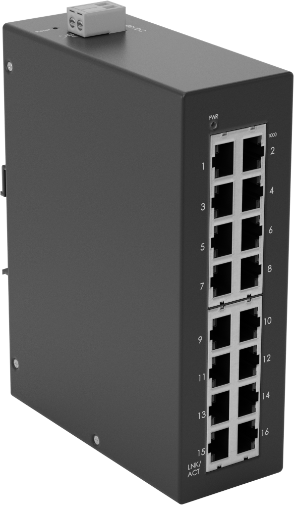 DIN Ray Montajlı Ethernet Anahtarı, 16 RJ45 Ports, 12-48V DC