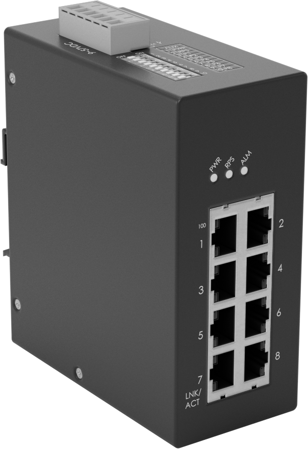 DIN Ray Montajlı Ethernet Anahtarı, 8 RJ45 Ports, Metal Muhafaza