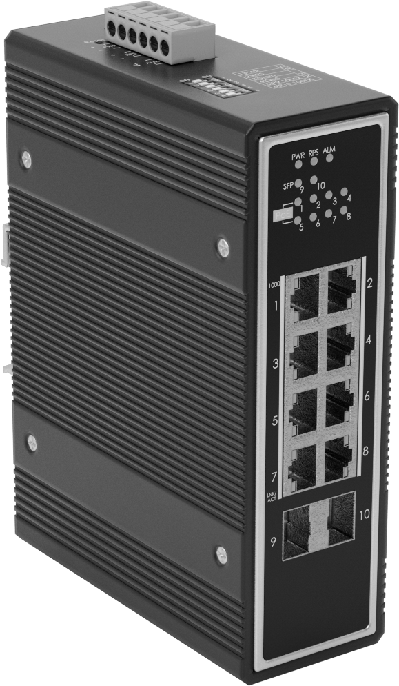 DIN Ray Montajlı Ethernet Anahtarı, 2 Sfp Portu ile, 8 Total RJ45 Ports