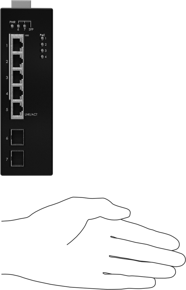 DIN Ray Montajlı Ethernet Anahtarı, 2 Sfp Portu ile, 5 Total RJ45 Ports