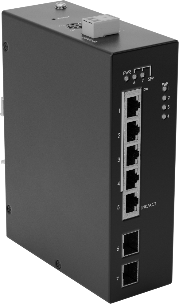 DIN Ray Montajlı Ethernet Anahtarı, 2 Sfp Portu ile, 5 Total RJ45 Ports