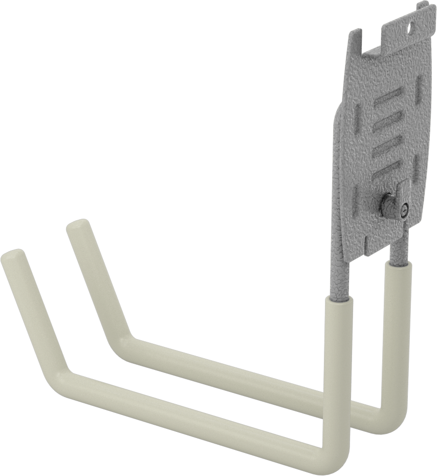 Slatwall Hook, 7-5/8" Projection, Gray Vinyl-Coated Steel