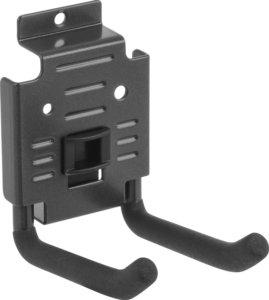 Slatwall Tutucu, 1-5/8" çaplı ürün için, 4-3/4 inç Çıkıntı, Siyah Vinil Kaplı Çelik