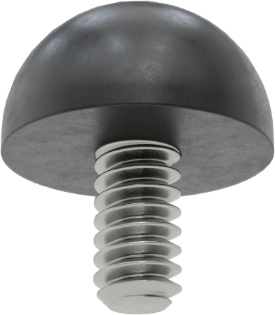 SBR Kauçuk Dişli Saplamalı Tamponlar, 6-32 Diş Boyutu, 1/4" Diş Uzunluğu, 7/16" OD, Durometre 40A