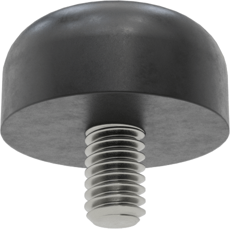 SBR Kauçuk Dişli Saplamalı Tamponlar, 8-32 Diş Boyutu, 1/4" Diş Uzunluğu, 5/8" OD, Durometre 40A