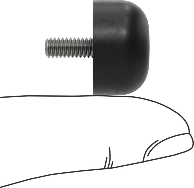 SBR Kauçuk Dişli Saplamalı Tamponlar, 8-32 Diş Boyutu, 3/8" Diş Uzunluğu, 3/4" OD, Durometre 40A
