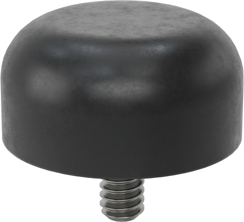 SBR Kauçuk Dişli Saplamalı Tamponlar, 10-24 Diş Boyutu, 3/8" Diş Uzunluğu, 1" OD, Durometre 40A