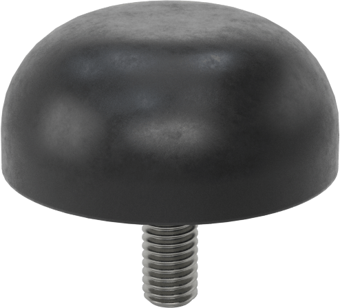 SBR Kauçuk Dişli Saplamalı Tamponlar, 10-32 Diş Boyutu, 1/2" Diş Uzunluğu, 1-1/8" OD, Durometre 40A