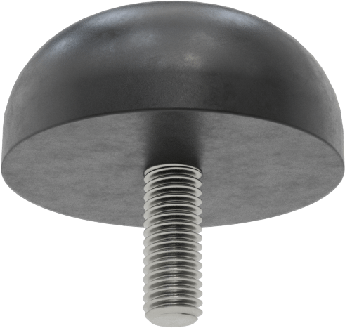 SBR Kauçuk Dişli Saplamalı Tamponlar, 10-32 Diş Boyutu, 1/2" Diş Uzunluğu, 1-1/8" OD, Durometre 40A