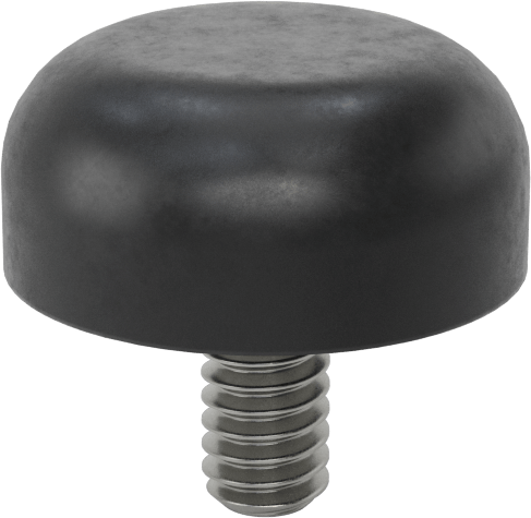 SBR Kauçuk Dişli Saplamalı Tamponlar, 1/4"-20 Diş Boyutu, 1/2" Diş Uzunluğu, 1" OD, Durometre 40A