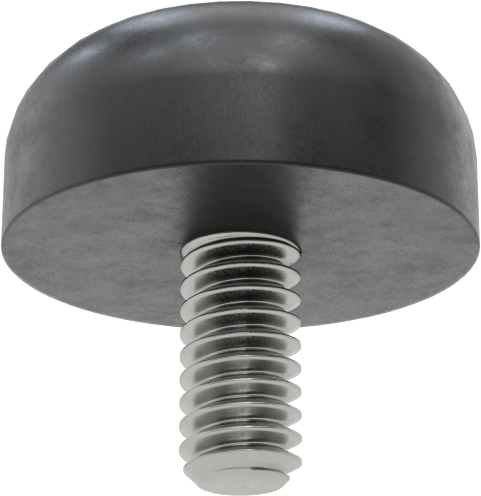SBR Kauçuk Dişli Saplamalı Tamponlar, 1/4"-20 Diş Boyutu, 1/2" Diş Uzunluğu, 1" OD, Durometre 40A