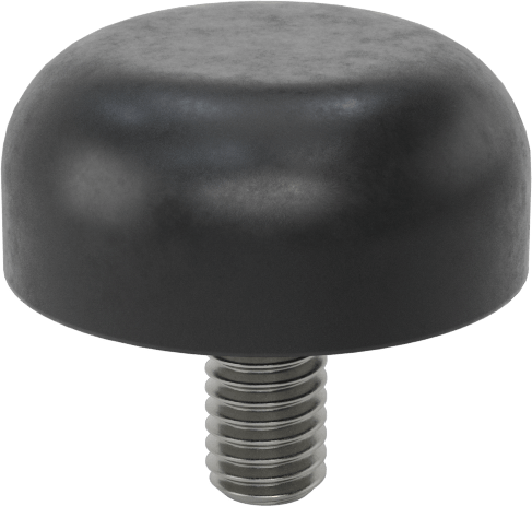 SBR Kauçuk Dişli Saplamalı Tamponlar, M6 Diş Boyutu, 1/2" Diş Uzunluğu, 1" OD, Durometre 40A