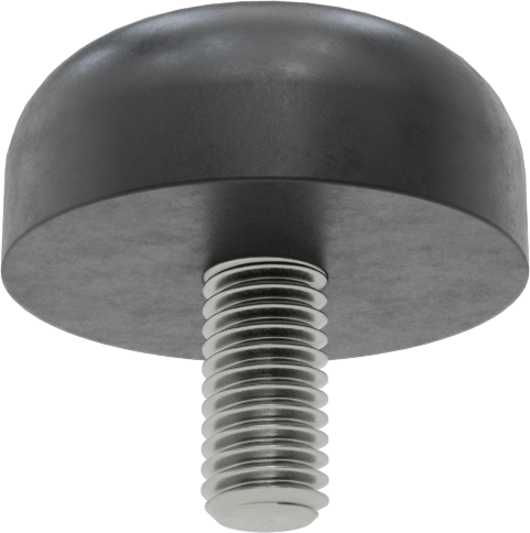 SBR Kauçuk Dişli Saplamalı Tamponlar, M6 Diş Boyutu, 1/2" Diş Uzunluğu, 1" OD, Durometre 40A