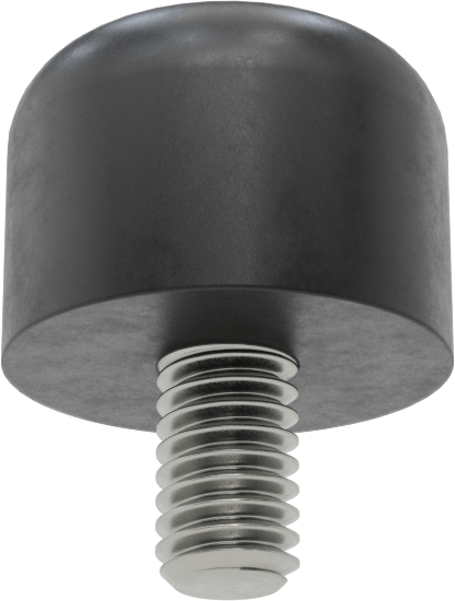 SBR Kauçuk Dişli Saplamalı Tamponlar, 5/16"-18 Diş Boyutu, 1/2" Diş Uzunluğu, 1" OD, Durometre 70A