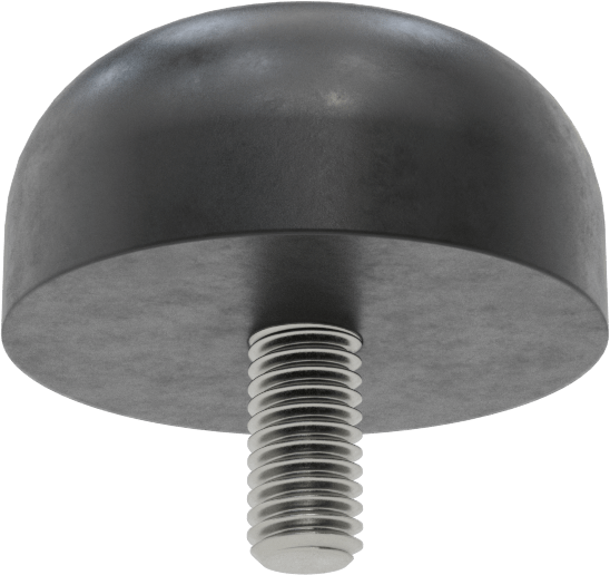 SBR Kauçuk Dişli Saplamalı Tamponlar, 3/8"-16 Diş Boyutu, 3/4" Diş Uzunluğu, 2" OD, Durometre 70A