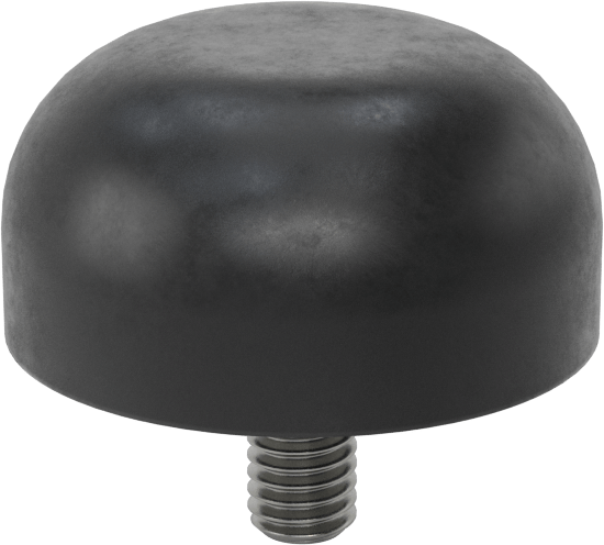 SBR Kauçuk Dişli Saplamalı Tamponlar, 3/8"-16 Diş Boyutu, 3/4" Diş Uzunluğu, 2" OD, Durometre 70A