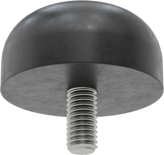 SBR Kauçuk Dişli Saplamalı Tamponlar, 3/8"-16 Diş Boyutu, 3/4" Diş Uzunluğu, 2" OD, Durometre 40A