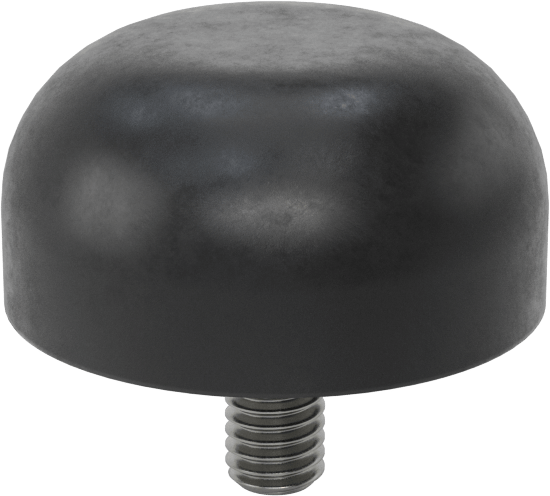 SBR Kauçuk Dişli Saplamalı Tamponlar, 3/8"-16 Diş Boyutu, 3/4" Diş Uzunluğu, 2" OD, Durometre 40A