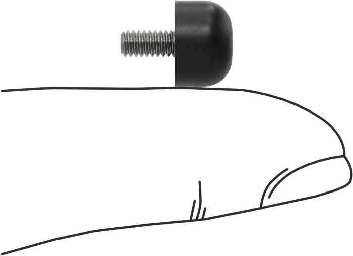 SBR Kauçuk Dişli Saplamalı Tamponlar, M3 Diş Boyutu, 1/4" Diş Uzunluğu, 3/8" OD, Durometre 70A