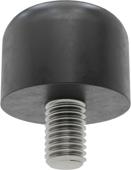 SBR Kauçuk Dişli Saplamalı Tamponlar, M8 Diş Boyutu, 1/2" Diş Uzunluğu, 1" OD, Durometre 70A