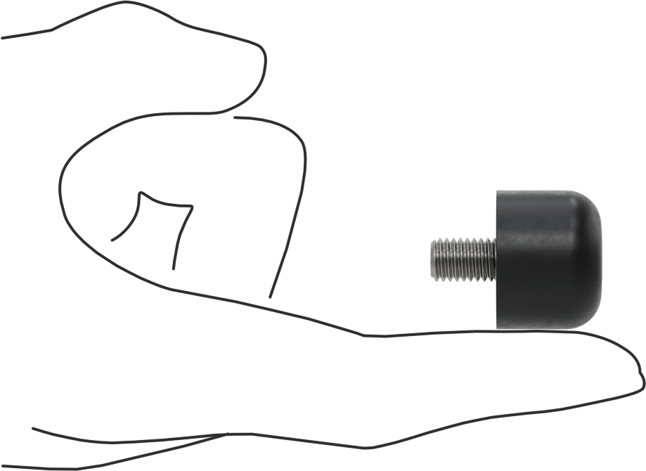 SBR Kauçuk Dişli Saplamalı Tamponlar, M8 Diş Boyutu, 1/2" Diş Uzunluğu, 1" OD, Durometre 70A
