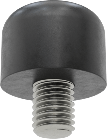 SBR Kauçuk Dişli Saplamalı Tamponlar, M10 Diş Boyutu, 1/2" Diş Uzunluğu, 1" OD, Durometre 70A