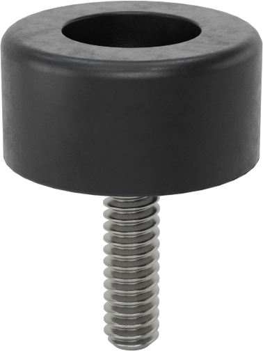 SBR Kauçuk Dişli Saplamalı Tamponlar, 4-40 Diş Boyutu, 1/2" Diş Uzunluğu, 1/2" OD, Durometre 70A