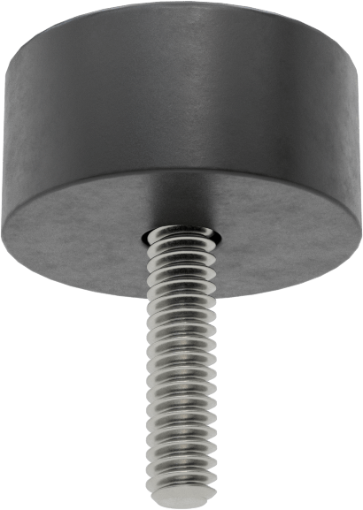 SBR Kauçuk Dişli Saplamalı Tamponlar, 10-24 Diş Boyutu, 1" Diş Uzunluğu, 1" OD, Durometer 60A
