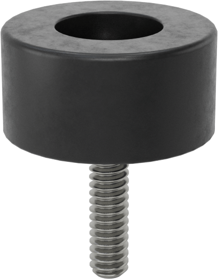SBR Kauçuk Dişli Saplamalı Tamponlar, 10-24 Diş Boyutu, 1" Diş Uzunluğu, 1" OD, Durometer 60A