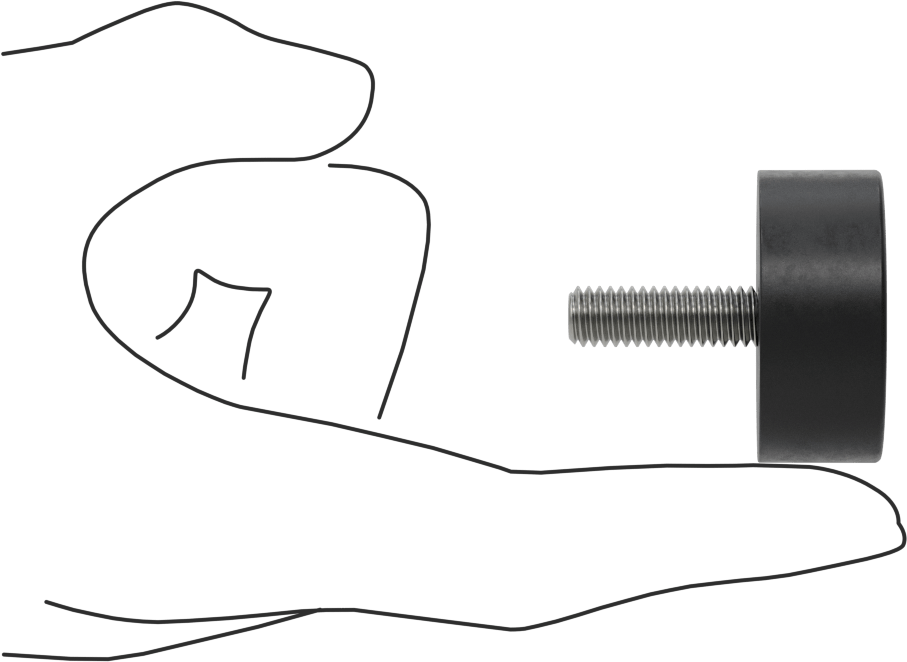 SBR Kauçuk Dişli Saplamalı Tamponlar, 5/16"-18 Diş Boyutu, 1-1/4" Diş Uzunluğu, 1-1/2" OD, Durometre 70A
