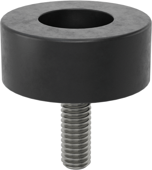 SBR Kauçuk Dişli Saplamalı Tamponlar, 5/16"-18 Diş Boyutu, 1-1/4" Diş Uzunluğu, 1-1/2" OD, Durometre 70A