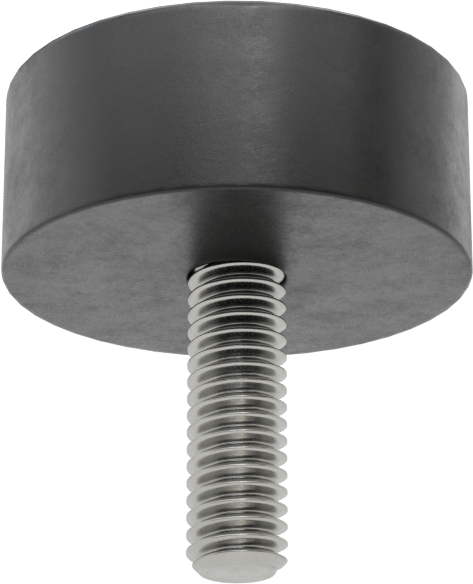 SBR Kauçuk Dişli Saplamalı Tamponlar, 5/16"-18 Diş Boyutu, 1-1/4" Diş Uzunluğu, 1-1/2" OD, Durometre 70A
