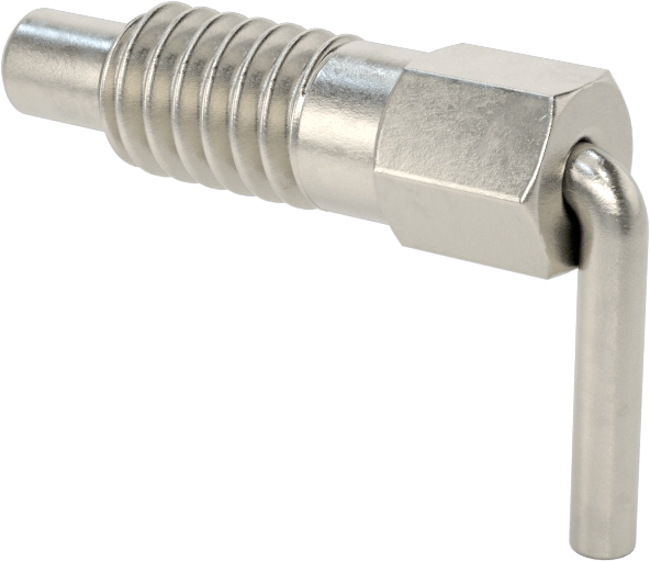 18-8 Paslanmaz Çelik L-Saplı Geri Çekilebilir Yaylı Piston, 1/4"-20 Diş, 0,425 inç Uzun Diş